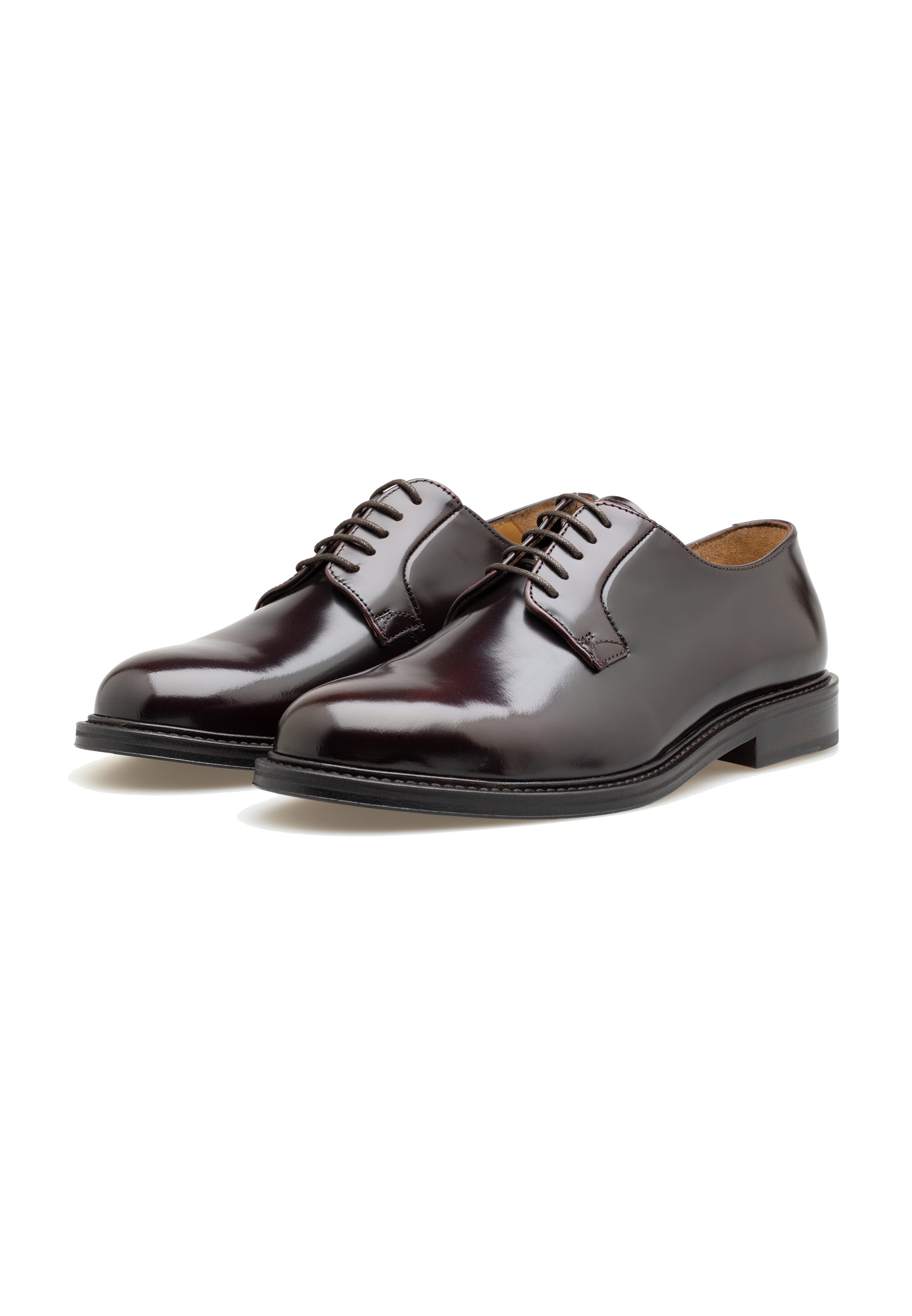 Men’s Polished Leather Plain Lace-Up Shoes