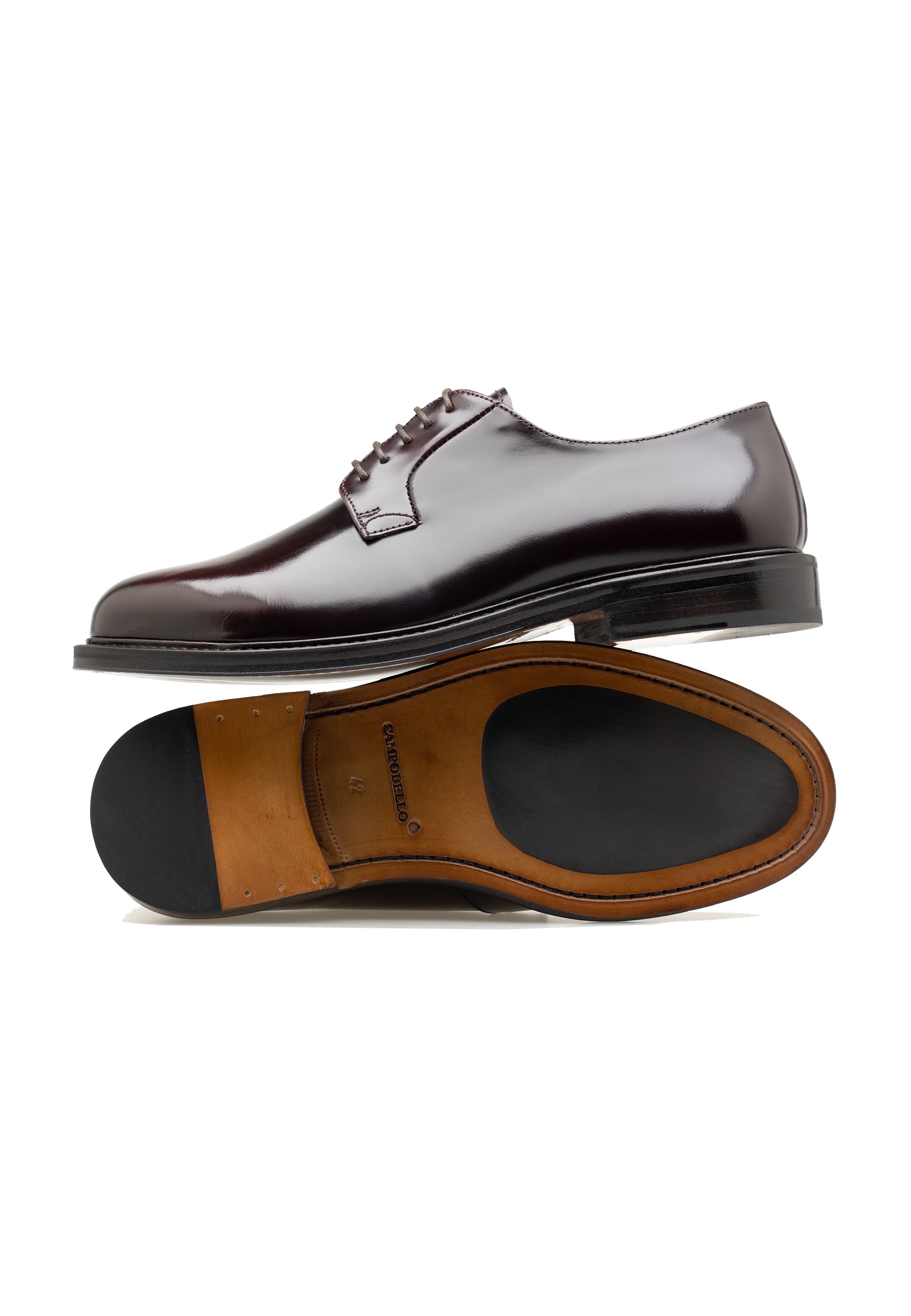 Men’s Polished Leather Plain Lace-Up Shoes