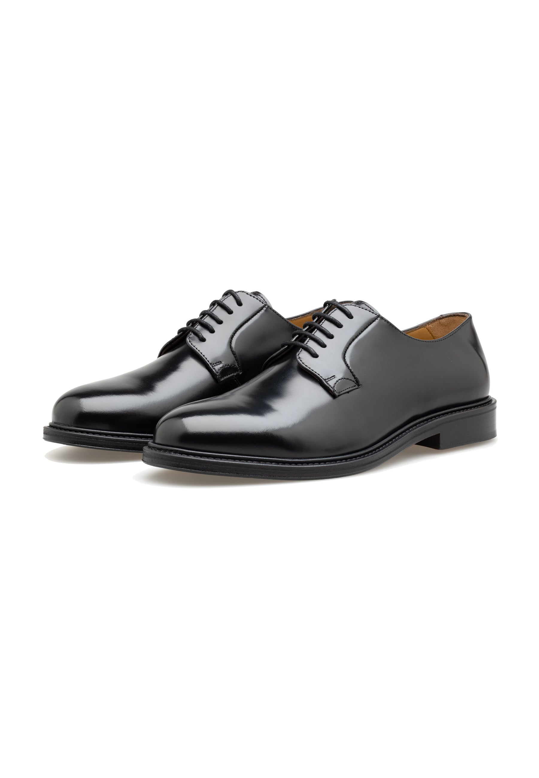 Men’s Polished Leather Plain Lace-Up Shoes