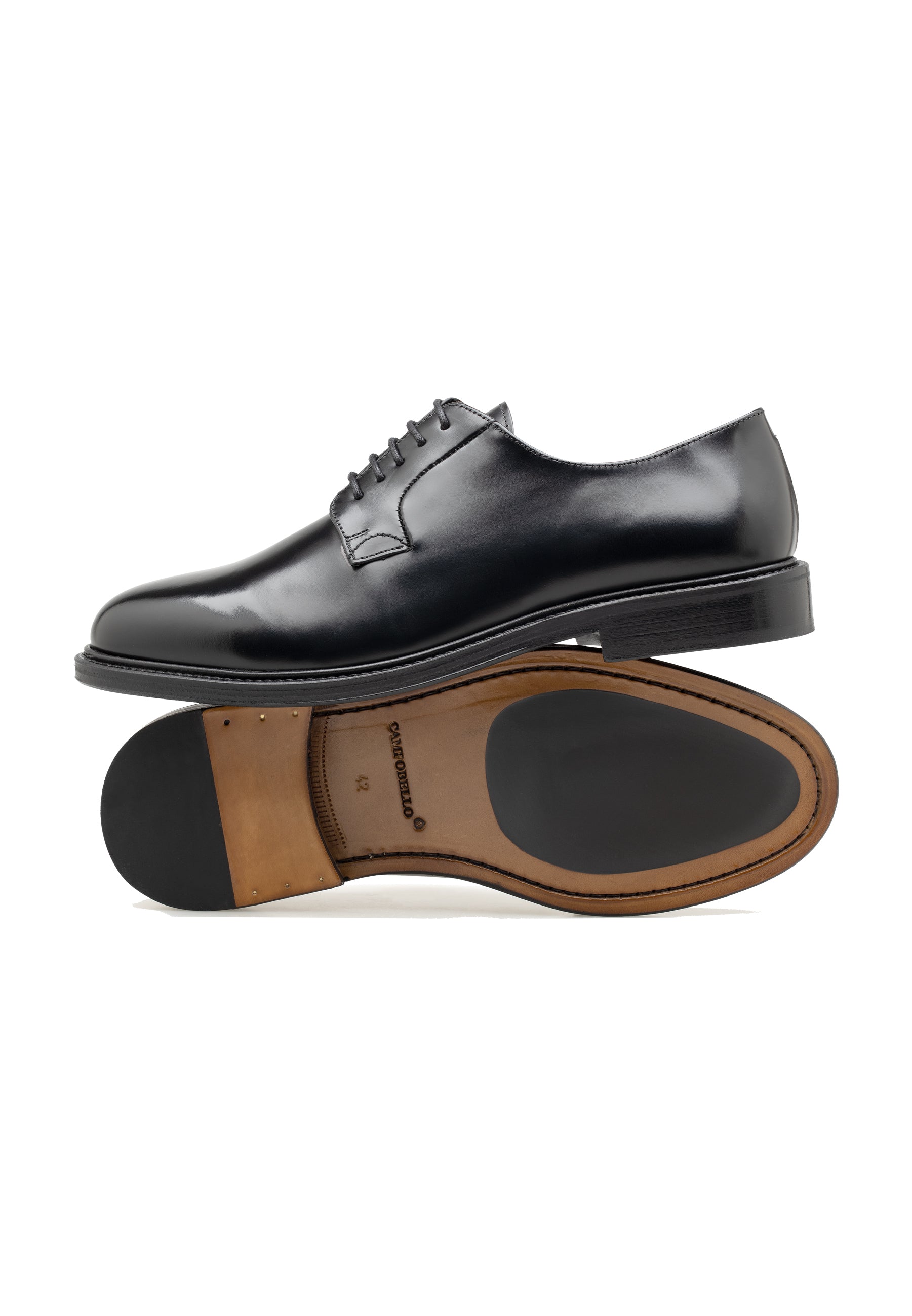 Zapatos lisos con cordones de cuero pulido para hombre