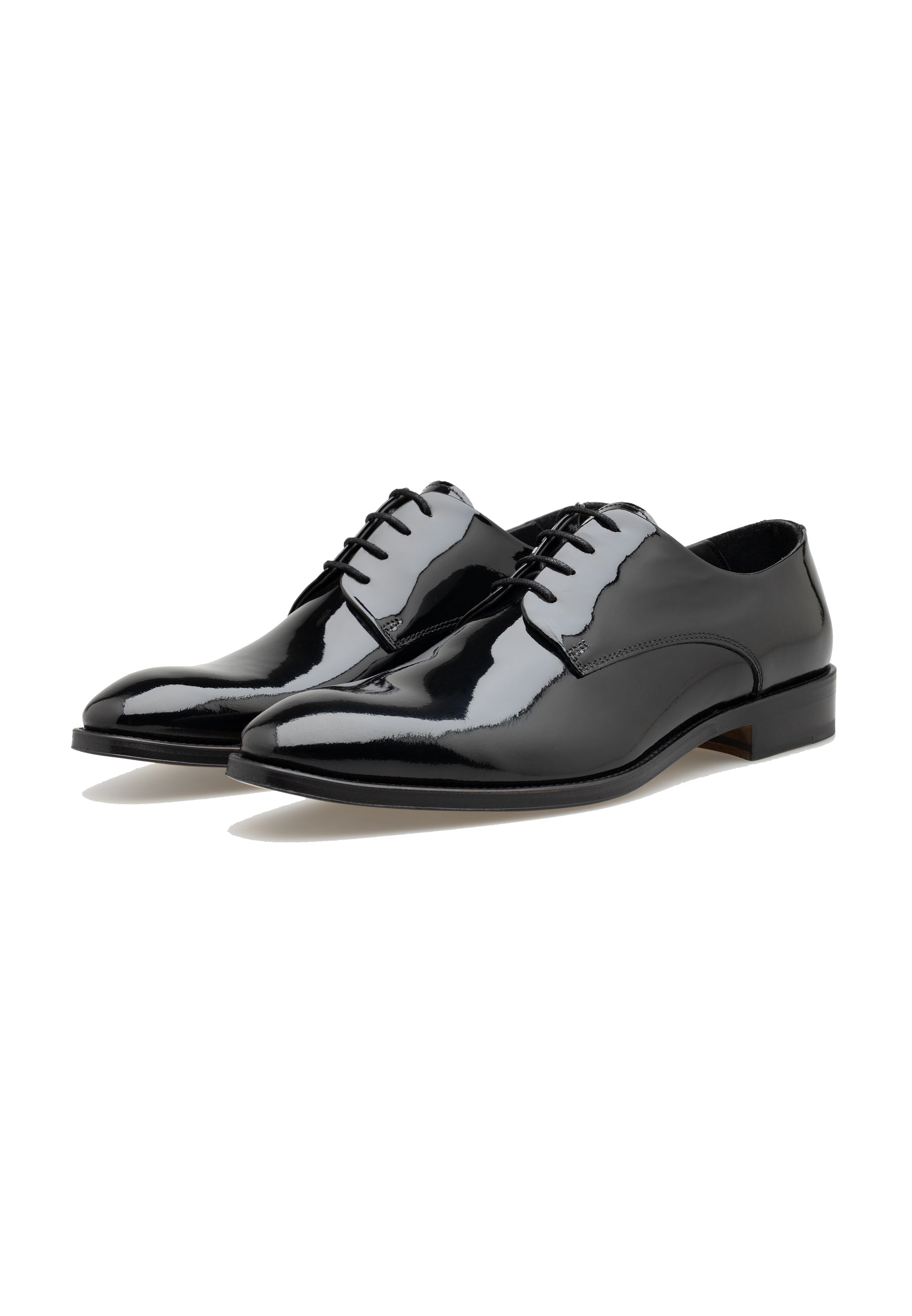 Mens Patent Leather Plain Lace-Up Shoes