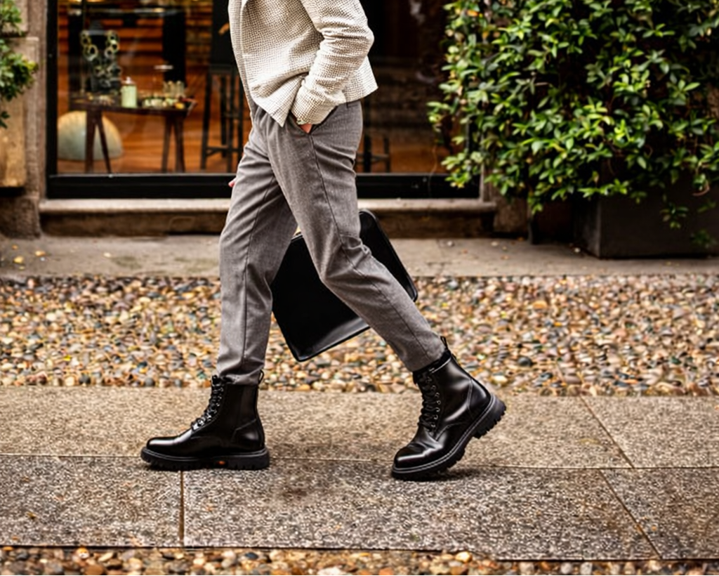 Men's Polished Leather Lace-Up Boots