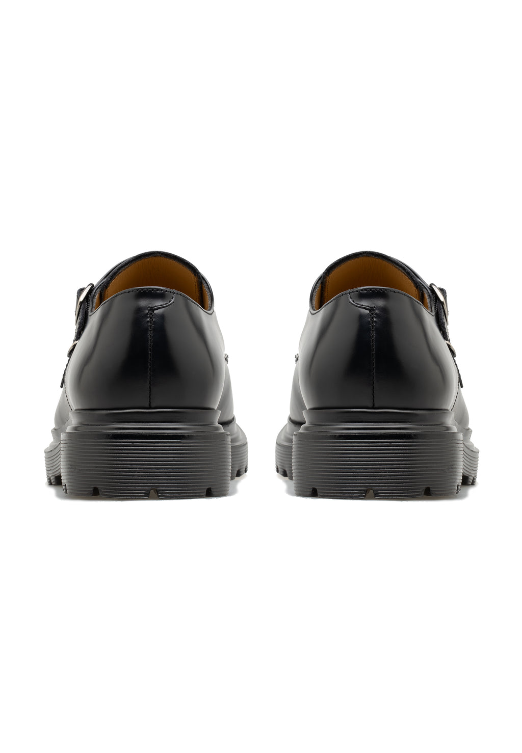 Zapatos de doble hebilla de cuero pulido para hombre