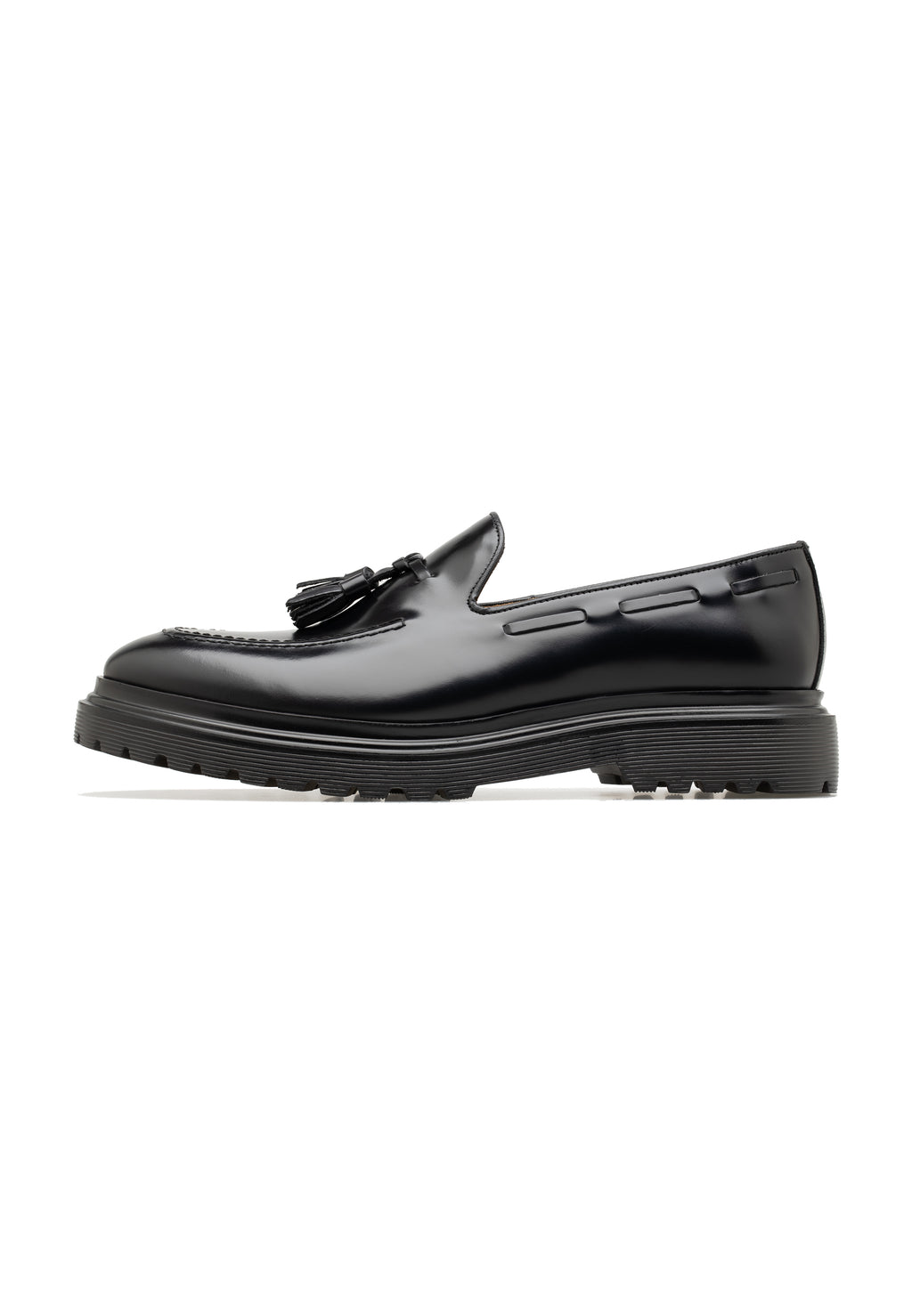 Herren-Slipper aus poliertem Leder mit Quasten