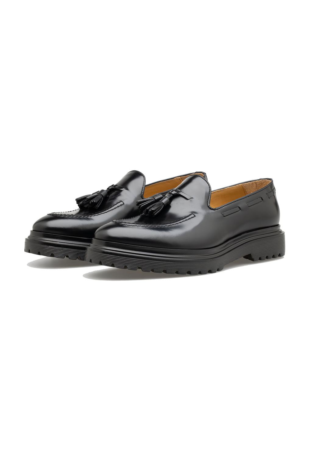Herren-Slipper aus poliertem Leder mit Quasten