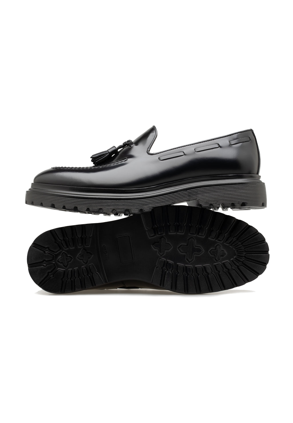 Herren-Slipper aus poliertem Leder mit Quasten