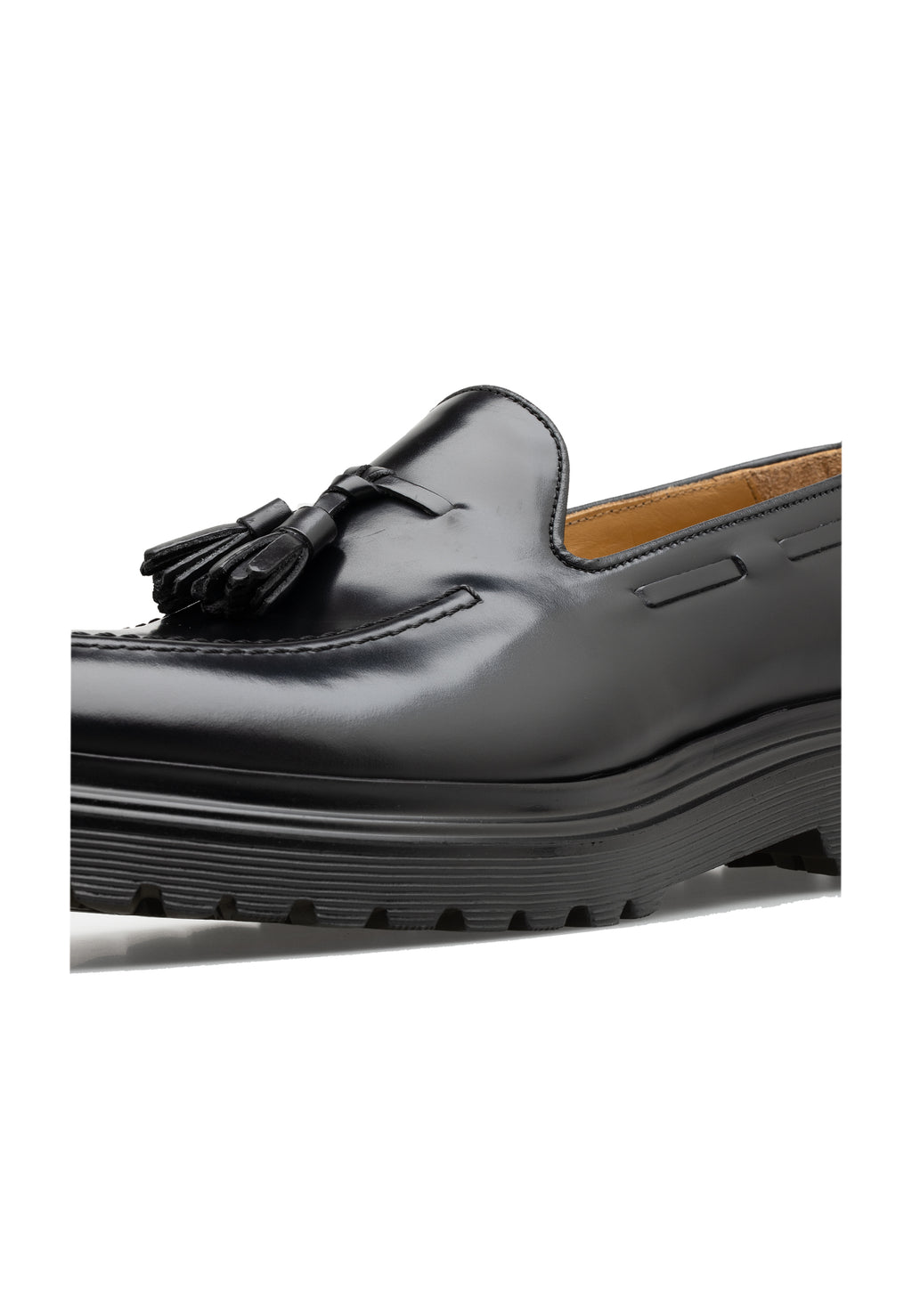 Herren-Slipper aus poliertem Leder mit Quasten