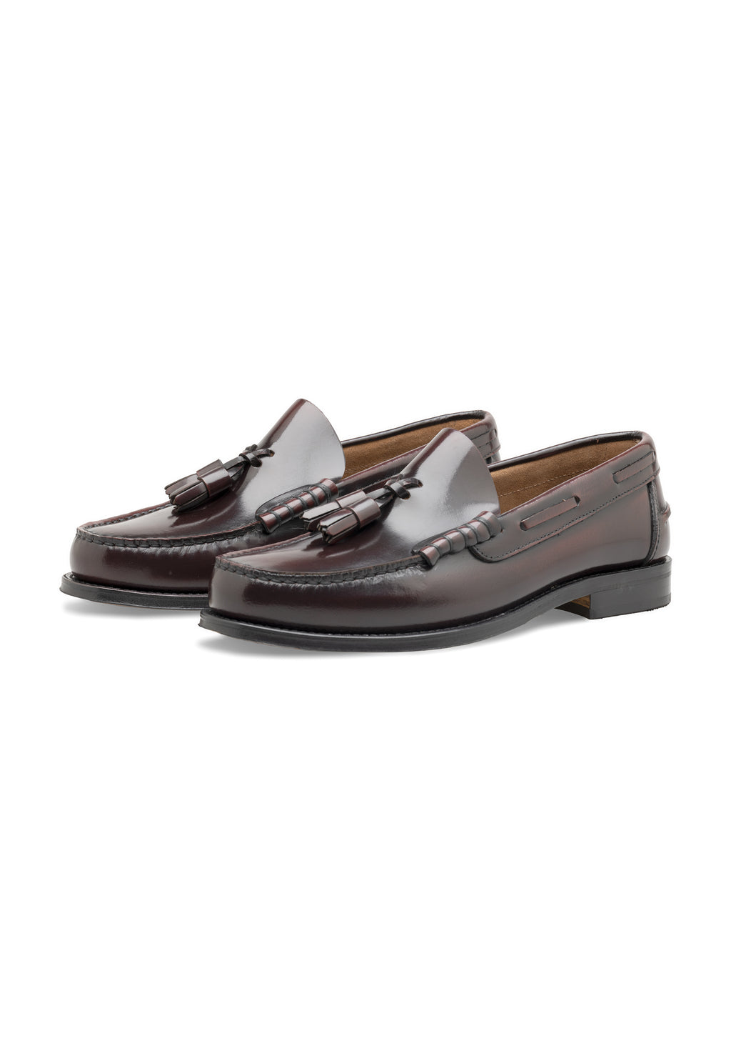 Herren-Slipper aus poliertem Leder mit Quasten