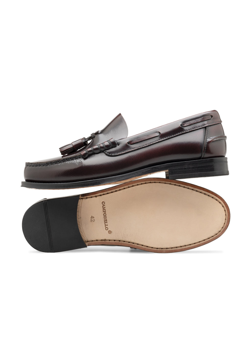 Herren-Slipper aus poliertem Leder mit Quasten