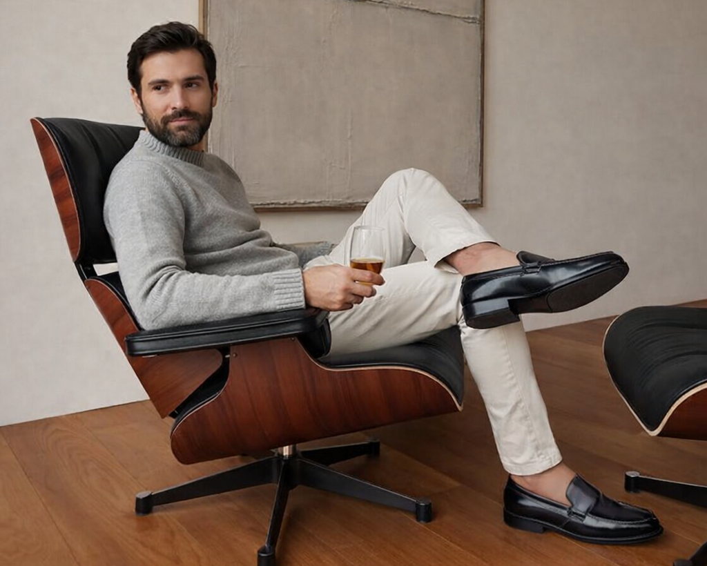 Mocasines de cuero pulido para hombre