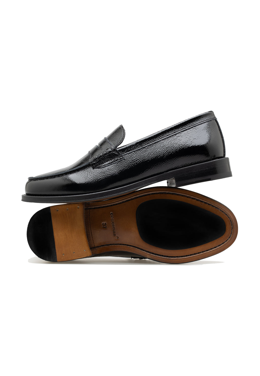 Mocasines de charol craquelado para mujer
