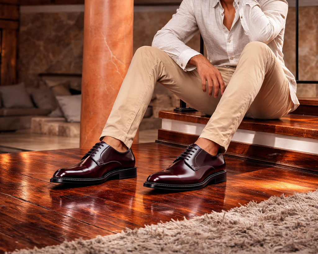 Herren-Schnürschuhe aus poliertem Leder