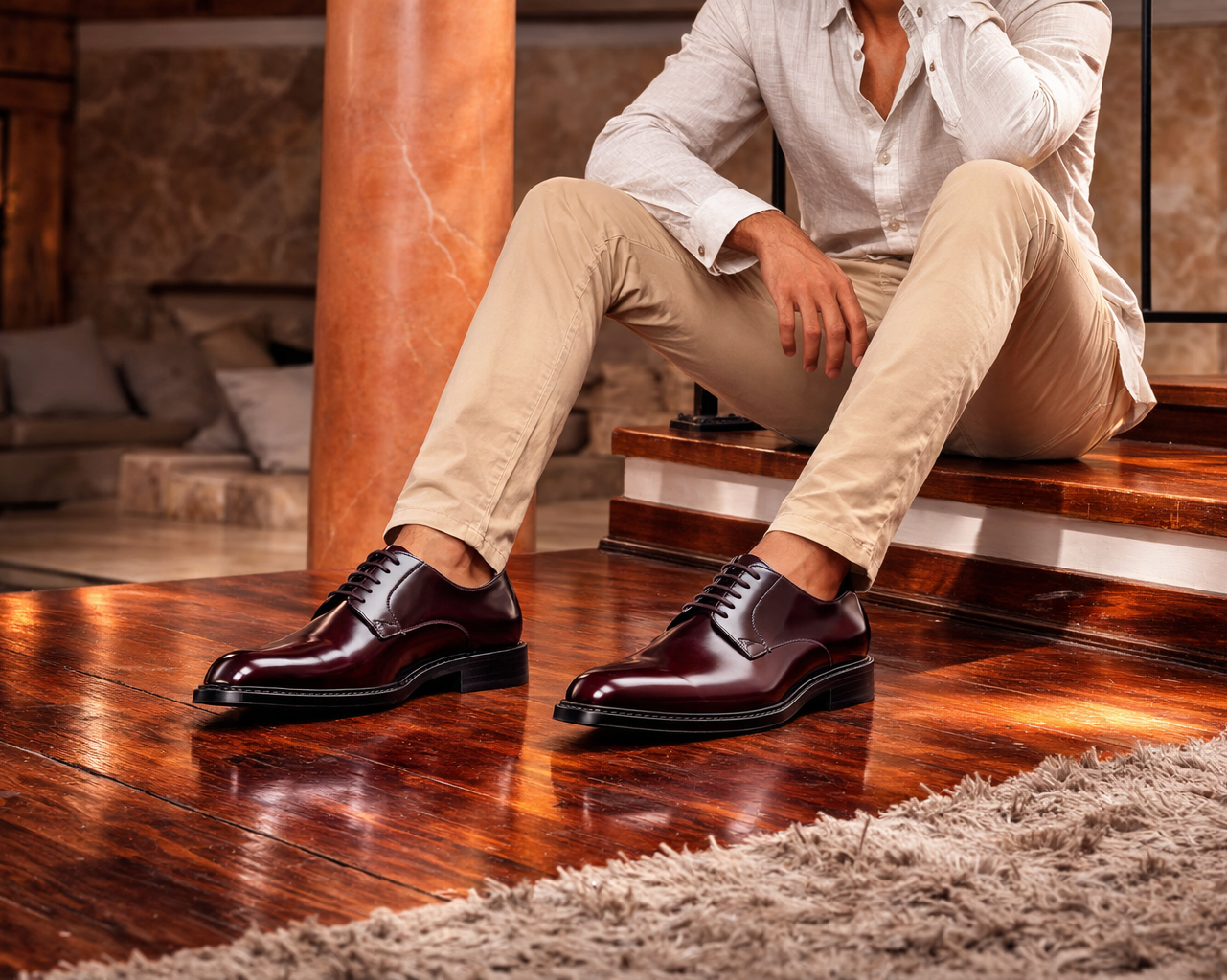 Herren-Schnürschuhe aus poliertem Leder