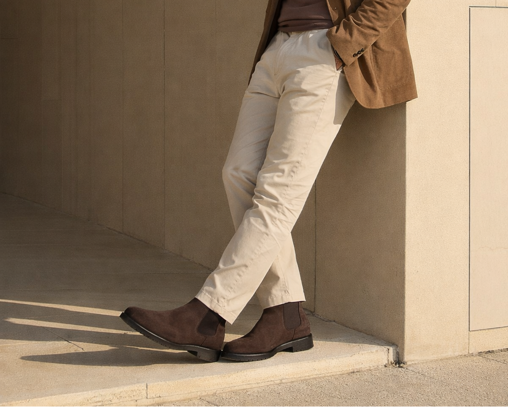 Men's Suede Leather Chelsea Elastic Boots