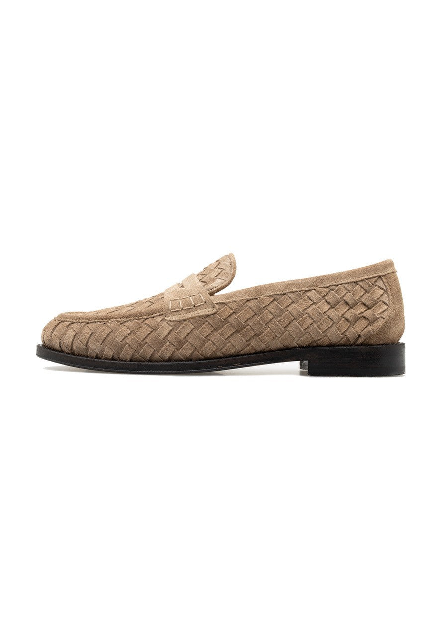 MEN'S SUEDE LEATHER WOVEN PENNY LOAFER
