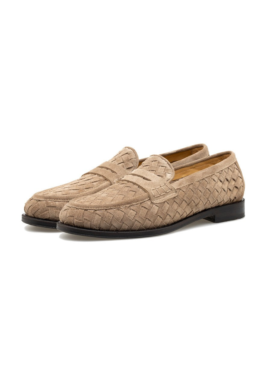 MEN'S SUEDE LEATHER WOVEN PENNY LOAFER