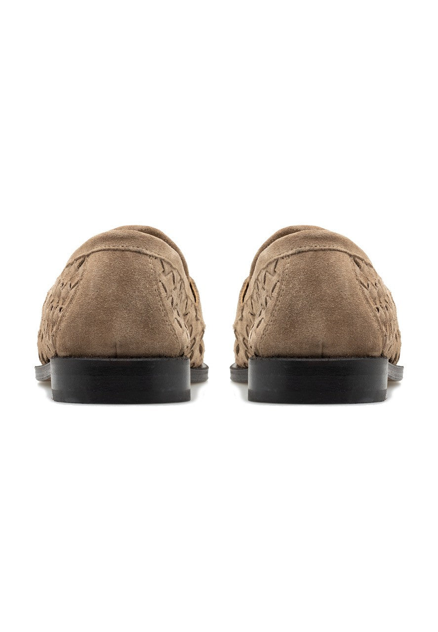 MEN'S SUEDE LEATHER WOVEN PENNY LOAFER