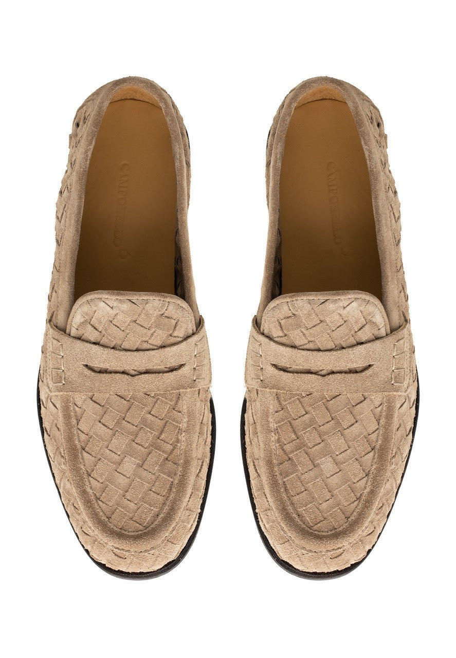 MEN'S SUEDE LEATHER WOVEN PENNY LOAFER