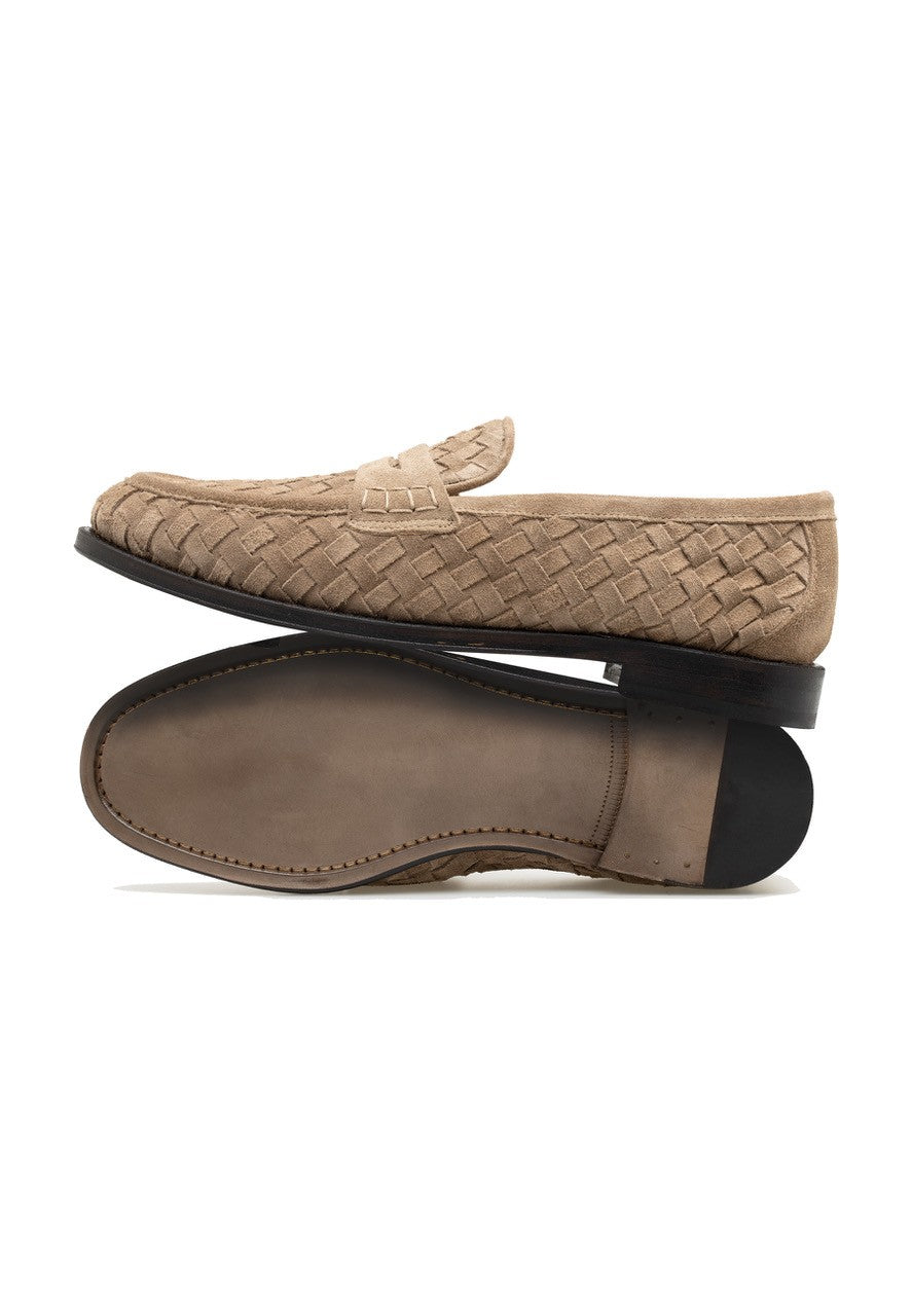 MEN'S SUEDE LEATHER WOVEN PENNY LOAFER
