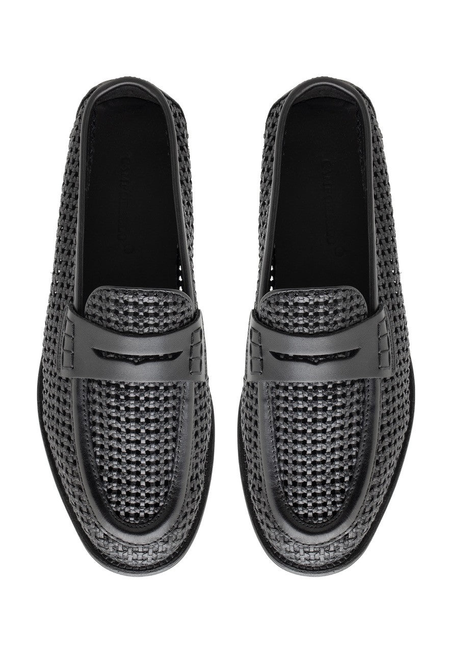 MEN'S LEATHER WOVEN PENNY LOAFER