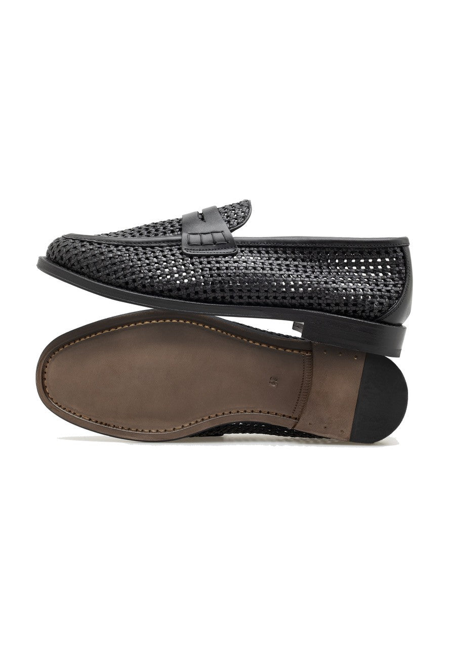 MEN'S LEATHER WOVEN PENNY LOAFER