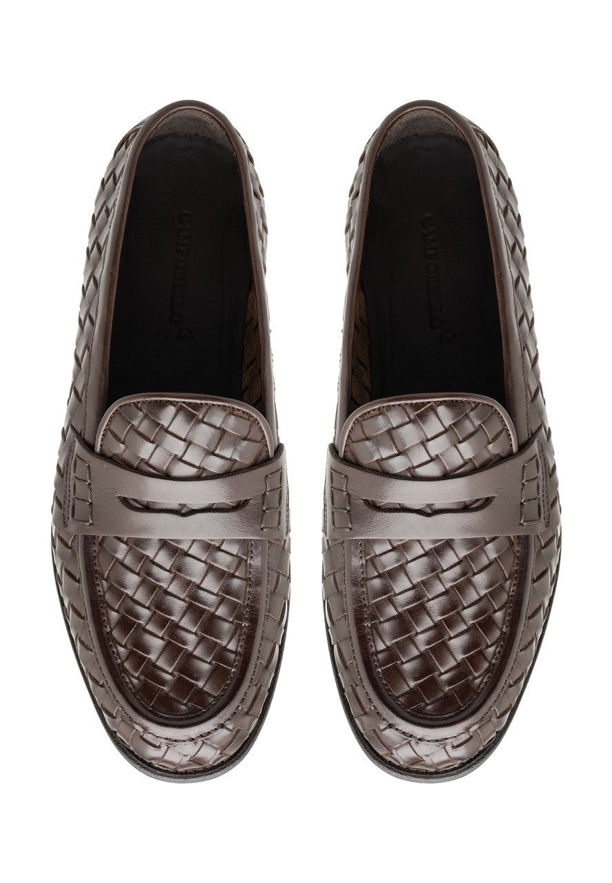 MEN'S WOVEN LEATHER PENNY LOAFER