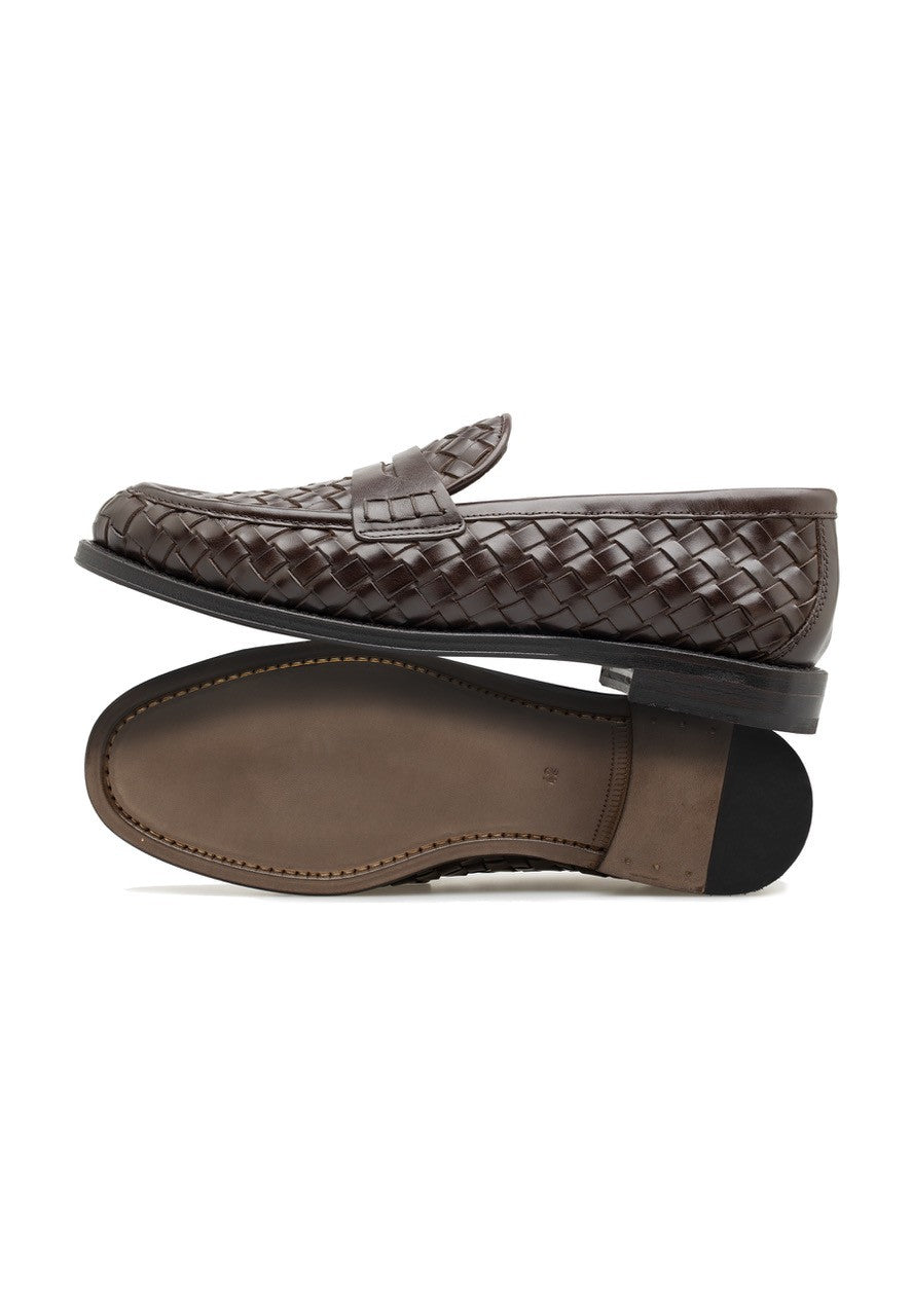 MEN'S WOVEN LEATHER PENNY LOAFER