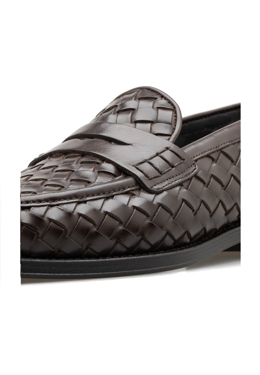 MEN'S WOVEN LEATHER PENNY LOAFER