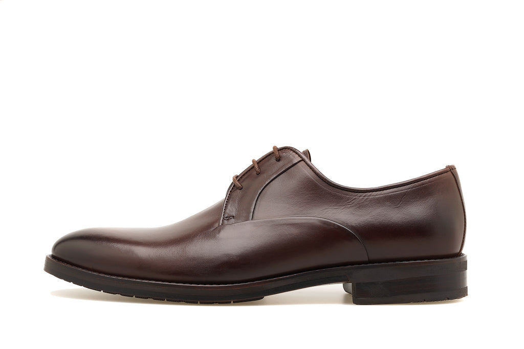 MEN'S CALF LEATHER PLAIN LACE-UP SHOES