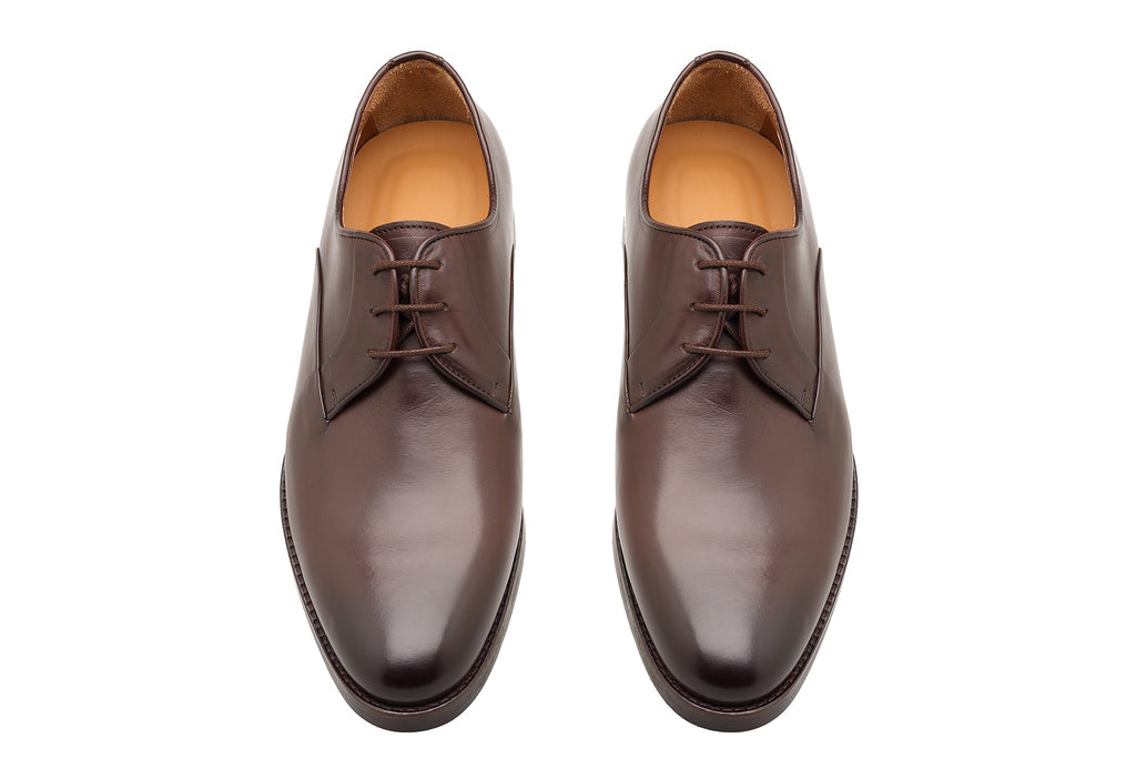 MEN'S CALF LEATHER PLAIN LACE-UP SHOES
