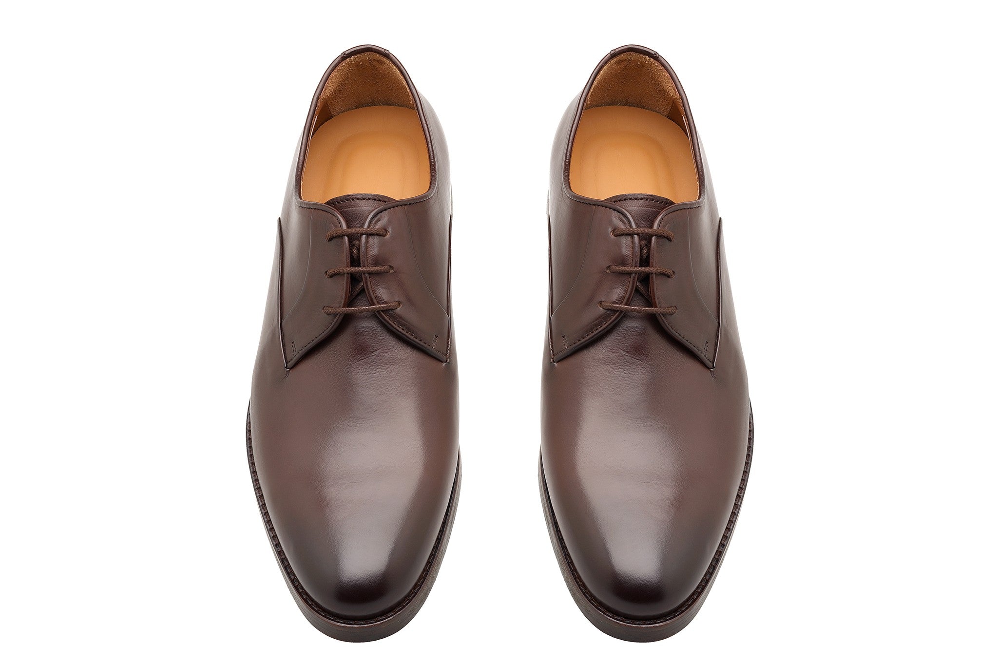 MEN'S CALF LEATHER PLAIN LACE-UP SHOES