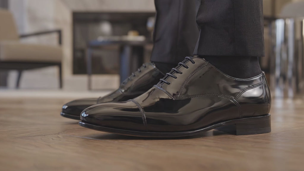 Zapatos Oxford de charol, hechos a mano para hombre